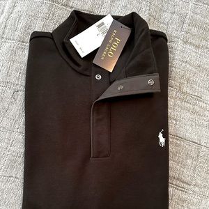 NWT Polo pullover button up sweatshirt, Black, Large